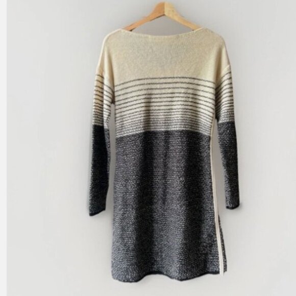 Athleta Fireside Black Ivory Merino Wool Textured Sweater Dress Women's Size Med - Picture 2 of 10